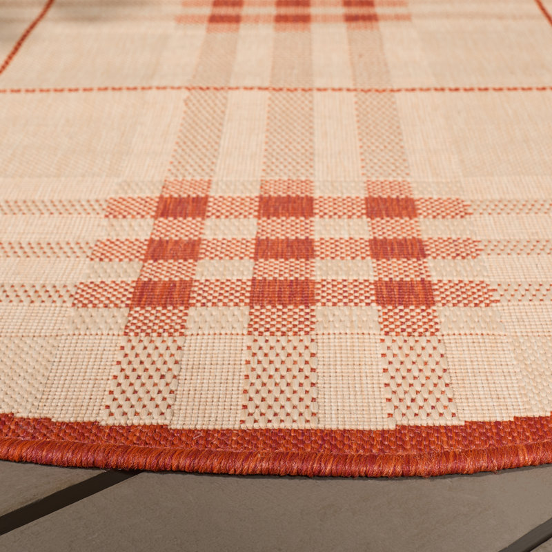 Tapis d'intérieur / extérieur à motif écossais Debriana Performance, Rond 5 pi 3 po