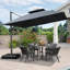 Parasol carré en porte-à-faux 10 'avec base et housse de parasol avec fermeture à glissière, gris-529176098