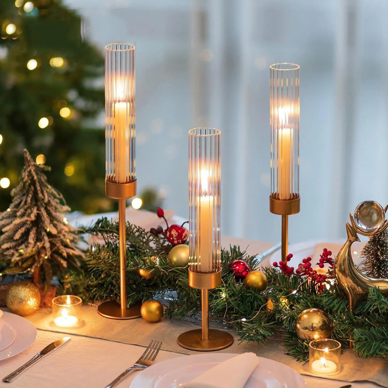 Brass Candlestick Holders Set Of 3