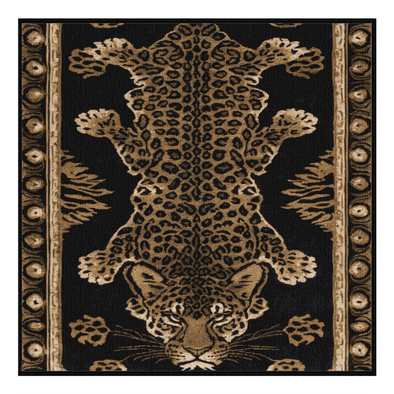  Tapis lavable léopard de Java avec gros chats, Carré 4 pi