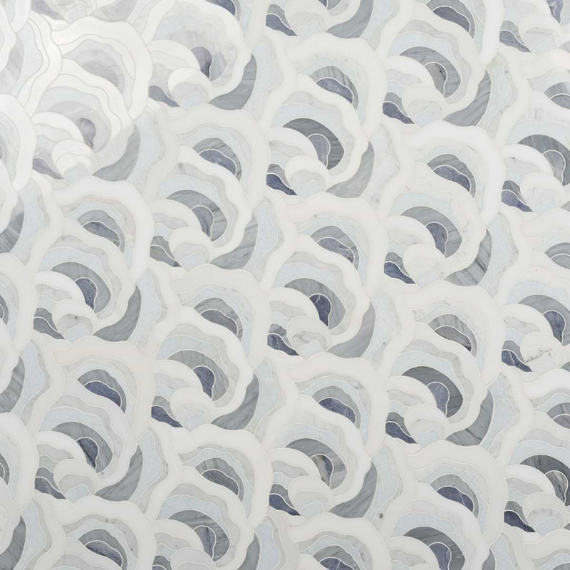 Iris Azul Macauba Blue Polished Marble Waterjet Mosaic Tile