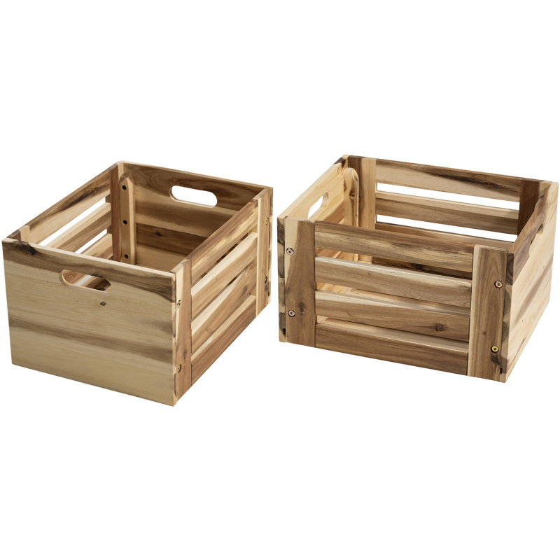 Caisse en bois massif Millwood Pines, Naturel