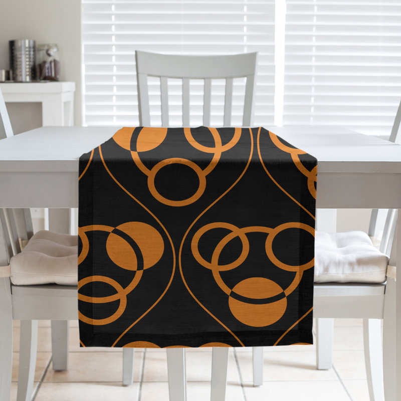 Chemin de table fêtest hol, L 72 po x l 16 po, Brun / Noir, Polyester
