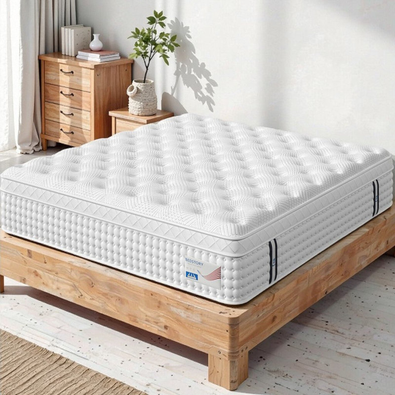 12/14 Inch Hybrid Mattress with Memory Foam & Pocket Springs - Euro Top, Medium Firm Comfort for Spine Support & Quiet Sleep, Full/Queen/King Size
