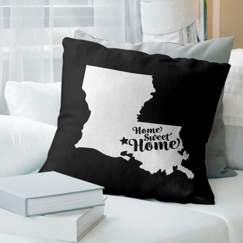 Coussin décoratif home, H 26 po x l 26 po, Noir, Tambour croca