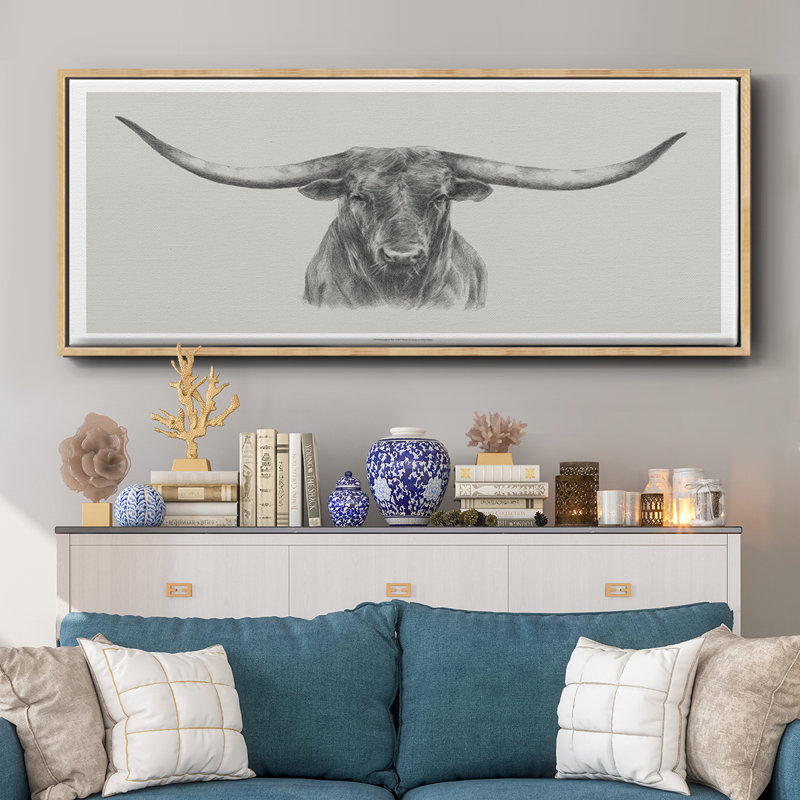 Longhorn Bull- Framed Canvas