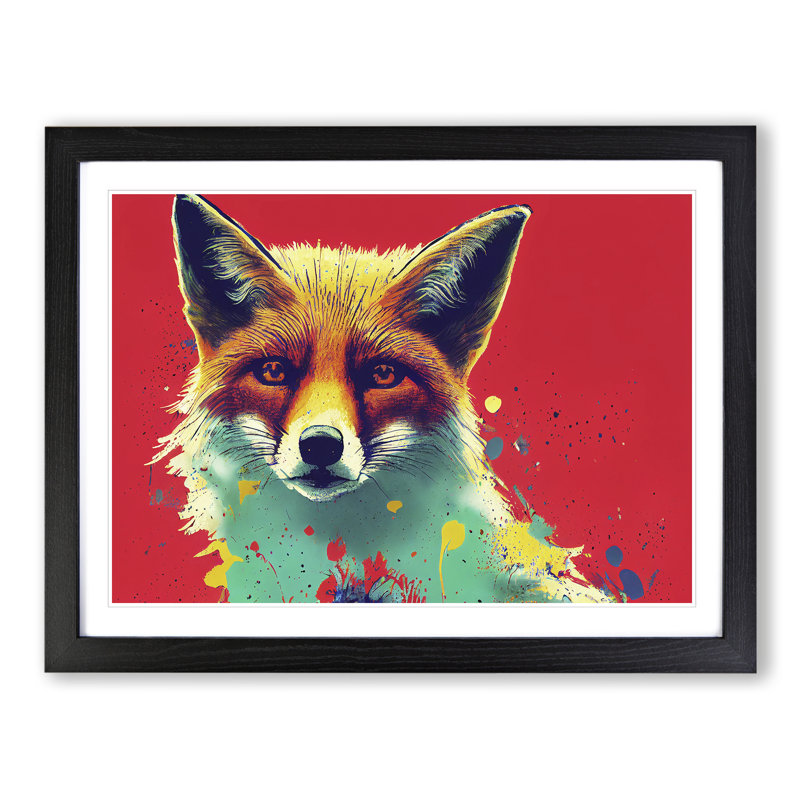 XH1022-6623X Painted Fox Vol.5 Abstract - Single Picture Frame Print, Black Framed, 46cm H x 64cm W x 2cm D