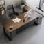 Bureau brun clair + bois massif rectangulaire noir + bureaux en fer-108304539-108304540