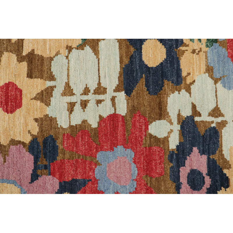 Rug & Kilim’S Contemporary Runner In Beige-Brown With Colorful Floral Patterns
