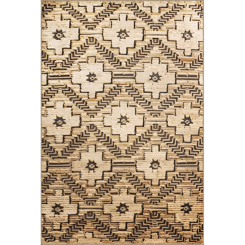 Tapis noir lavable à motif géométrique à motif géométrique losange noir, Sous-tapis rectangulaire de 3 pi 3 po x 4 pi 11 po