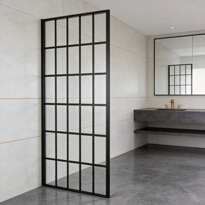 38" W x 72" H Single Panel Walk-In Frameless Shower Door in Matte Black, 8mm Tempered Glass