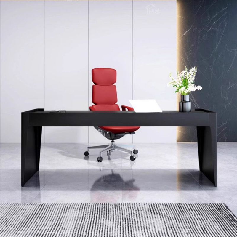 Bureau moderne et simple avec tiroirs, H 29,53 po x l 86,61 po x P 23,62 po, Ebony