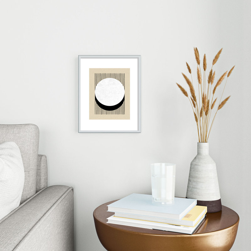 MoonlightPrint Circle BW Stripes, reproduction d'art encadrée en métal, H 10 po x l 8 po, Argent