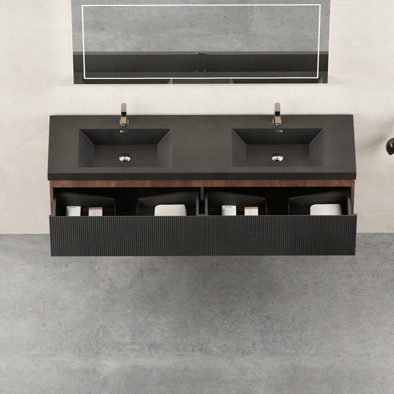 Ensemble de meuble-lavabo mural 72 po avec lavabo flottant 72 po