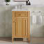 Meuble-lavabo en bois 20 po avec lavabo, pieds en bois massif, tablette réglable, tiroir inclinable, poignées en bois, armoire autoportante moderne