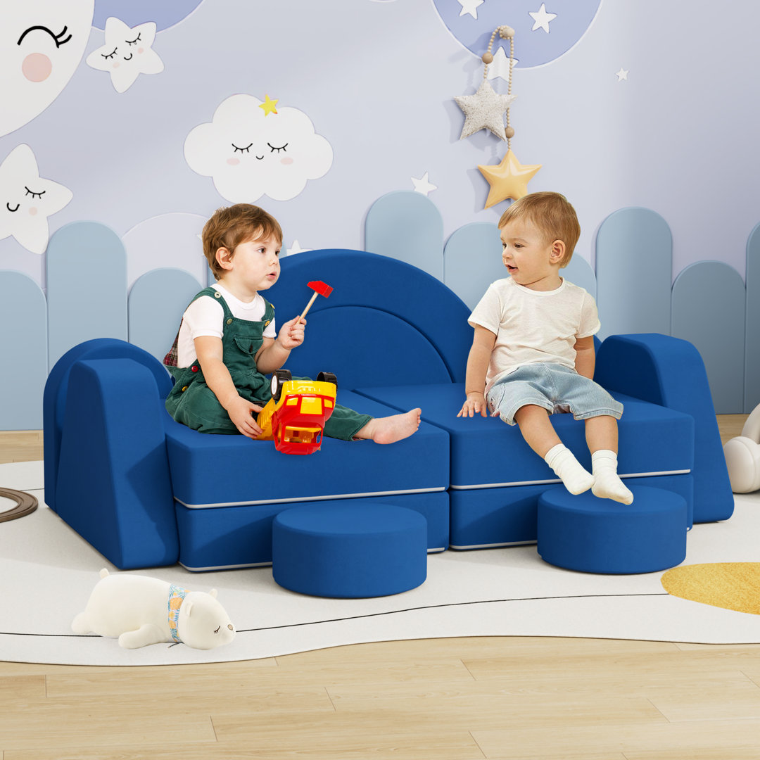 Velvet Modular Kids Play Couch, Kids Toddler Couch, Sectional Sofa