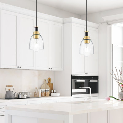 Pendant Light 1-Light Pendant Lighting with Glass Shade Adjustable Height