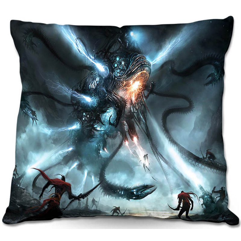 Coussin décoratif carré de dragon Battle de canapé Mech, 20 po x 20 po