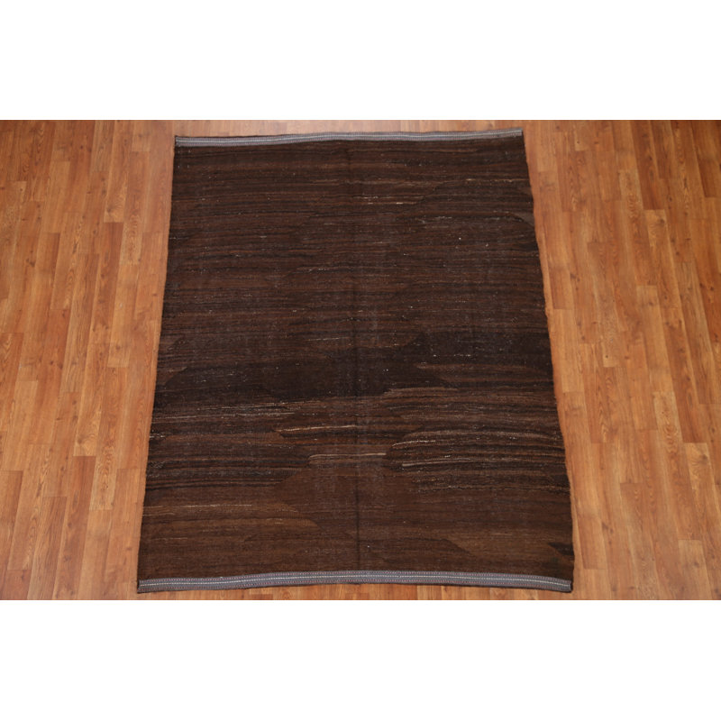 Tapis moderne foncé foncé Kilim 5 x 6