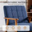 Chaise d'appoint, fauteuil de style Mid-Century moderne avec structure en bois massif, fauteuil de salon, chambre à coucher - bleu marine-1491863703