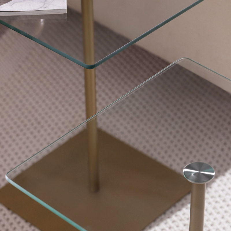 Ensemble de tables basses, Transparent, Doré