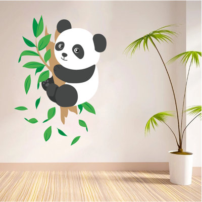 Multicolore vinyle Art Home Living 20 "X 28" Panda géant animal autocollant de décoration murale jeune animal sauvage facile à appliquer la chambre à coucher pour enfants chambre d'enfant
