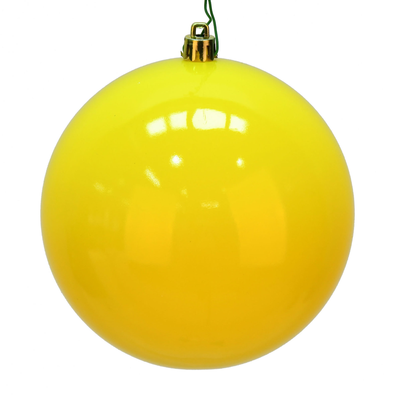 Holiday Décor Ball Ornament, 2.75" H x 2.75" W x 2.75" D, Yellow Shiny