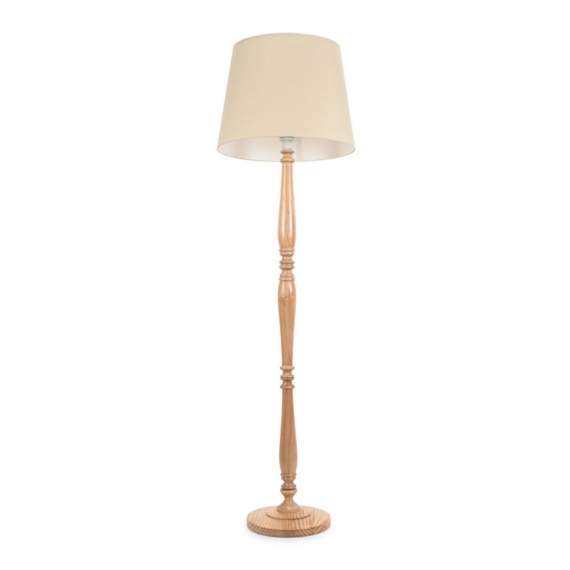 Arialdo 156cm Traditional Floor Lamp, Light Wood, Beige