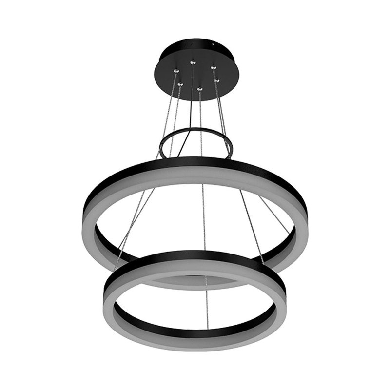 Lustre à niveaux unique à 2 lumières DEL Aelani, Noir mat