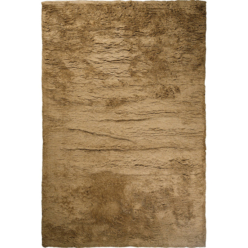 Handloom Cashmere Blend High Pile Area Rug in Gold, Rectangle 7' x 10'