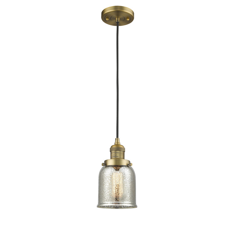 Saenz 1 - Light Single Pendant, No Bulb Included, Brushed Brass, Silver Mercury