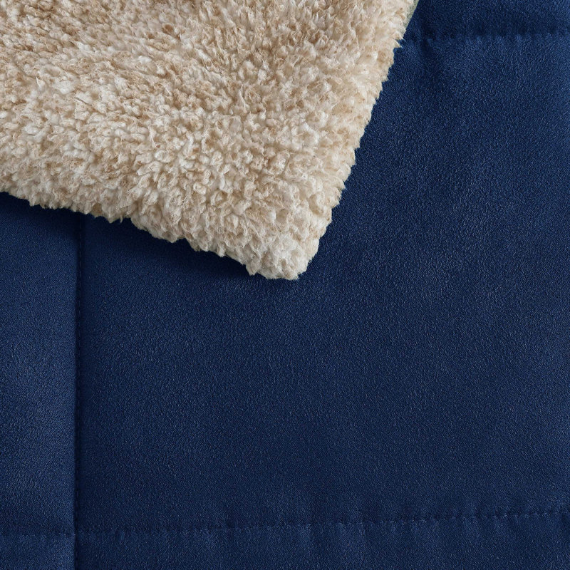 Nautica Beckett Microsuede Reversible Navy Comforter Set, Queen Comforter + 2 Standard Shams