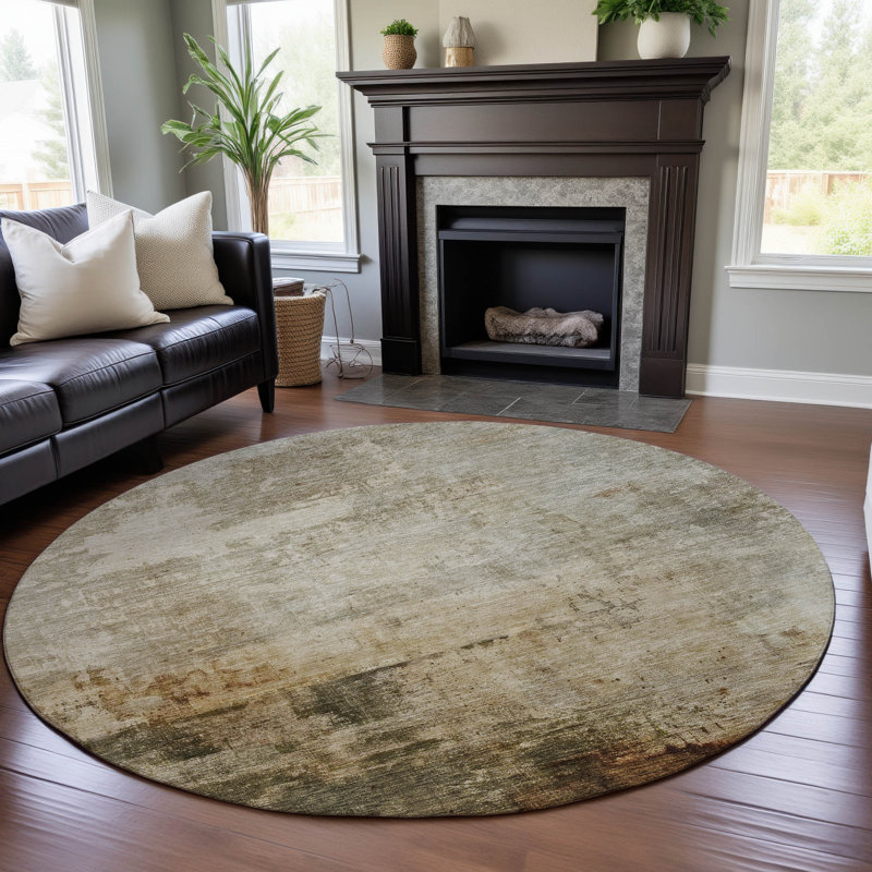 Premium Machine Washable Lyndhurst AMF1193 Abstract Rug, Rond 8 pi