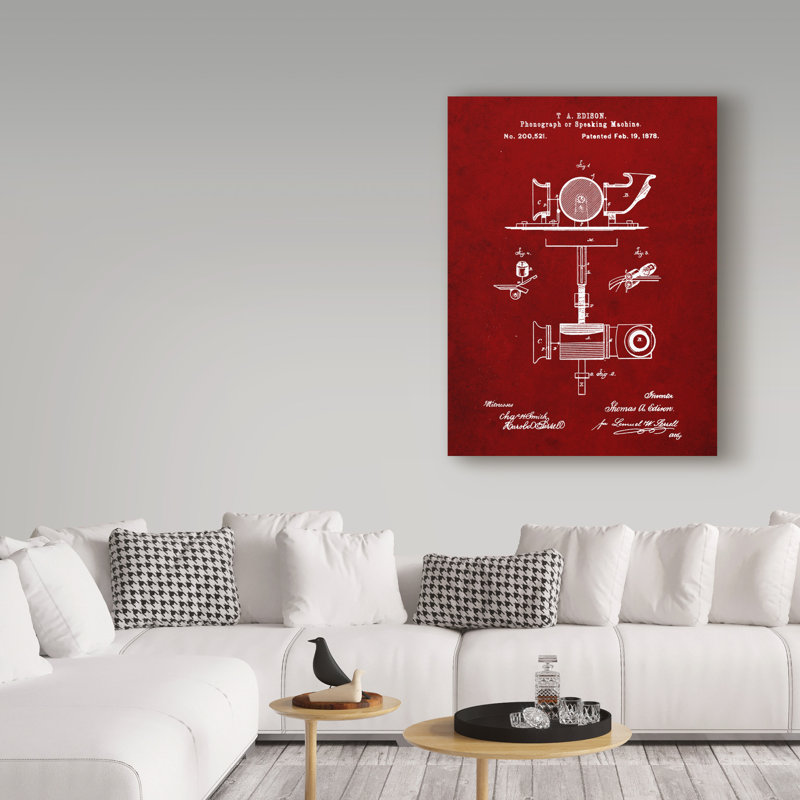 Manilo «T a Edison Phonograph», reproduction de dessin sur toile tendue, H 32 po x l 24 po