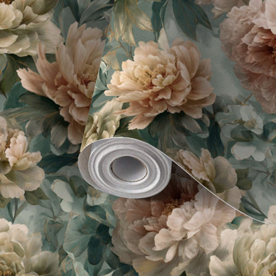 Papier peint auto-adhésif et pivoines florales auto-adhésives et amovibles 17,7 po x 118 po (45 x 300 cm)
