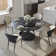 Suzzie Modern Round Dining Table, Sintered Stone Tabletop with Lazy Susan, Carbon Steel Base Pre-Assembly