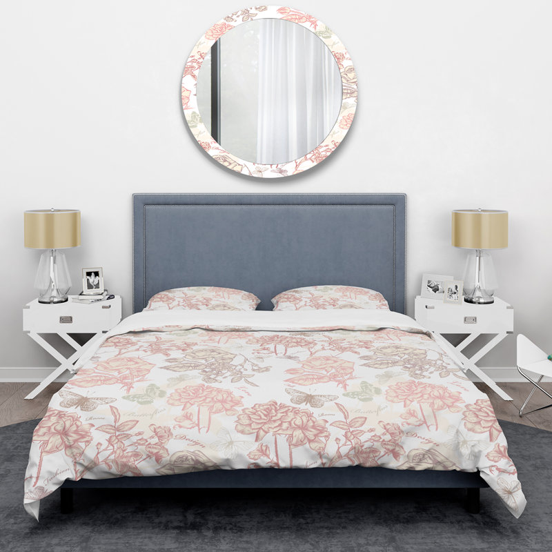 Papier peint Roses - Ensemble de housse de couette floral - Polyester microfibre