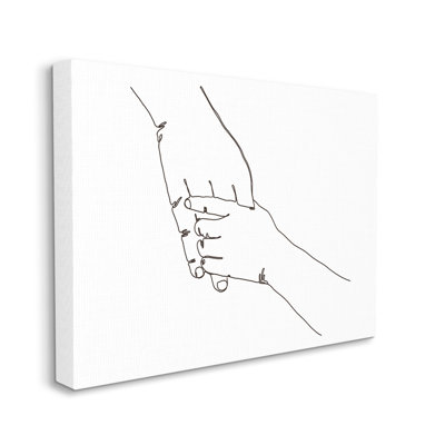 Family Holding Hands Pose Minimal Linework