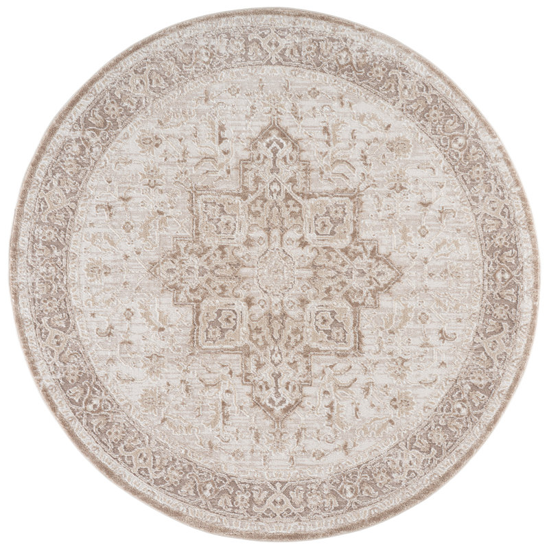 Lunara Power Loom Polyester; Jute/Sisal; Polypropylene Plastic Oriental Indoor Rug, 6'-7" x 6'-7" Round