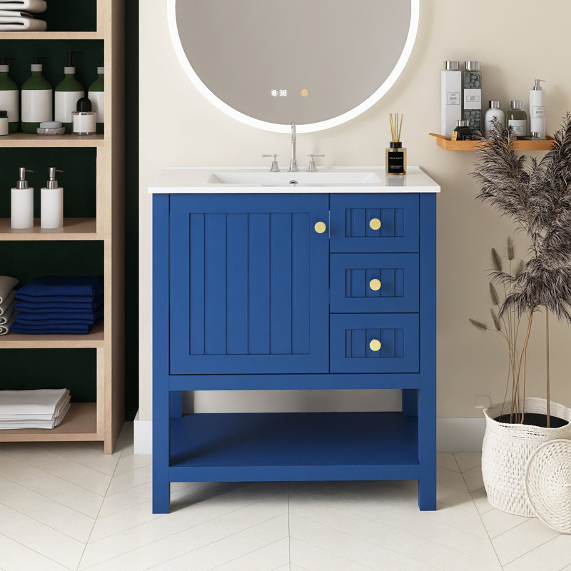 Ensemble de meuble-lavabo simple 30 po Malai, Bleu