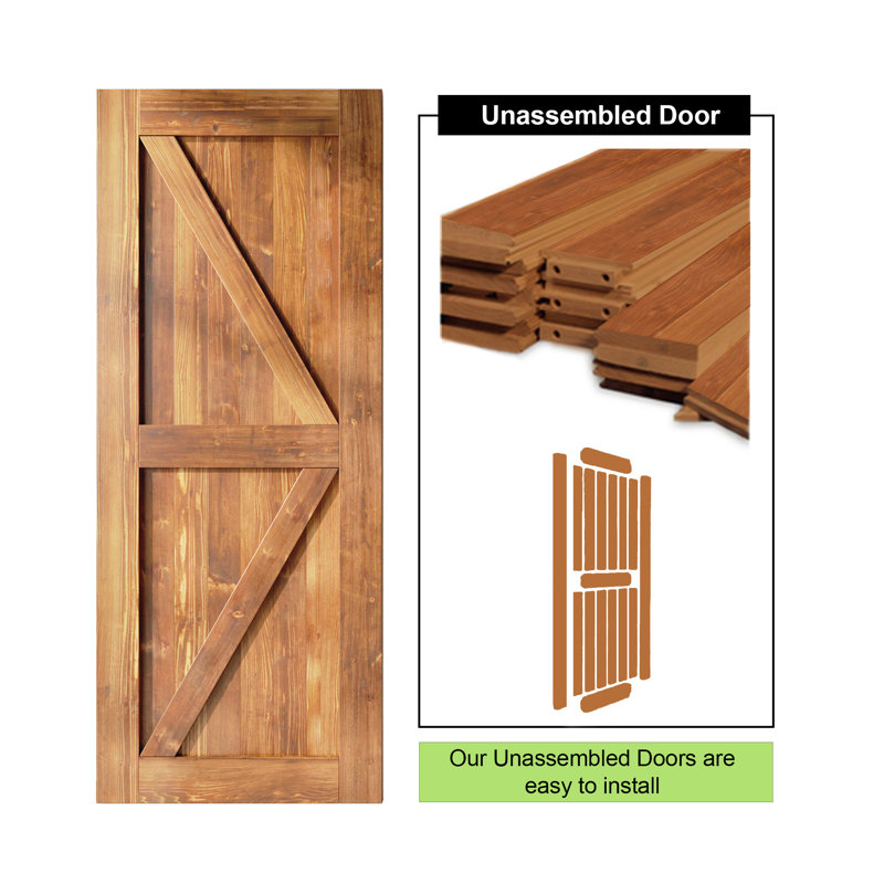 Porte en bois de pin massif non assemblé Arrow Design, 42 po x 84 po, Early American