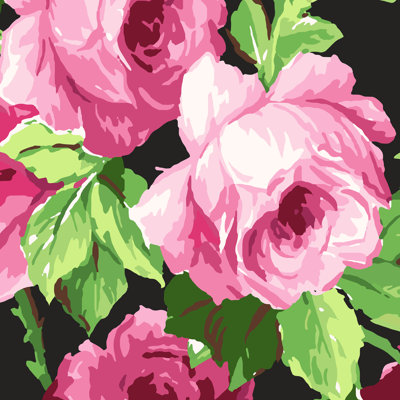 Scm Cabbage Rose Pink Linen Sample
