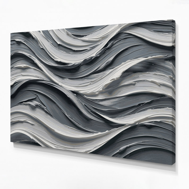 Toile horizontale à rayures horizontales gris acier et blanc gris, H 11 po x l 14 po