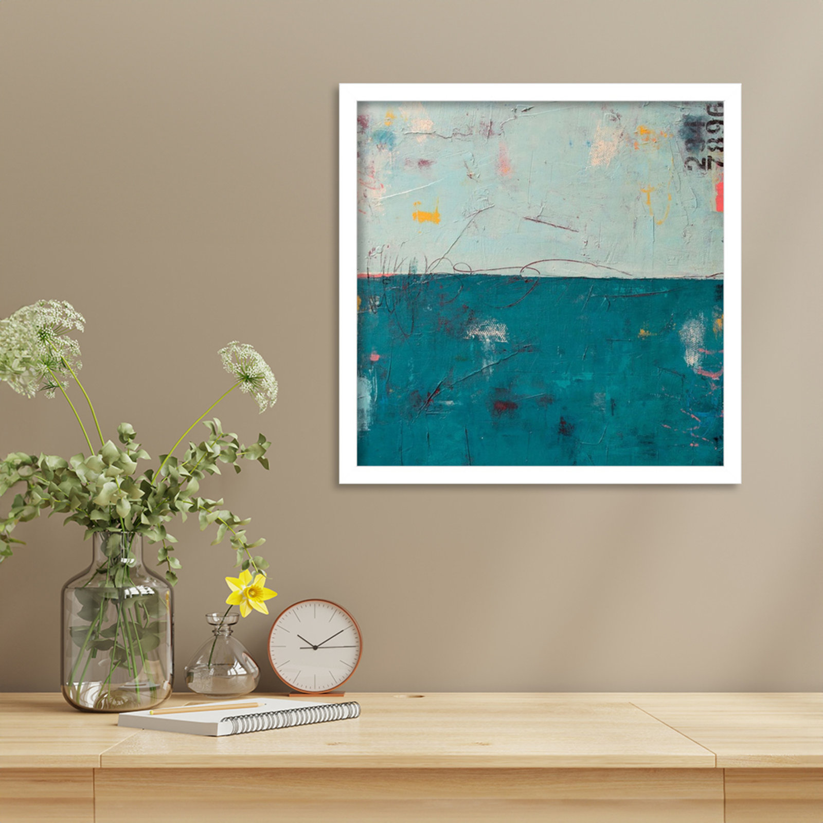 Blue Bay Hideaway Print by Erin Ashley, 17" H x 17" W, White