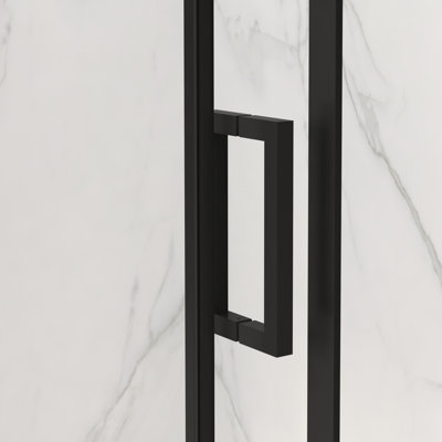 Porte de douche coulissante double côté facile à nettoyer de 56 po x l 60 po x H 72 po au fini noir mat, verre trempé de 8 mm d'épaisseur 5/16 po, conception de tampon pour une utilisation dans la salle de bain avec installation réversible