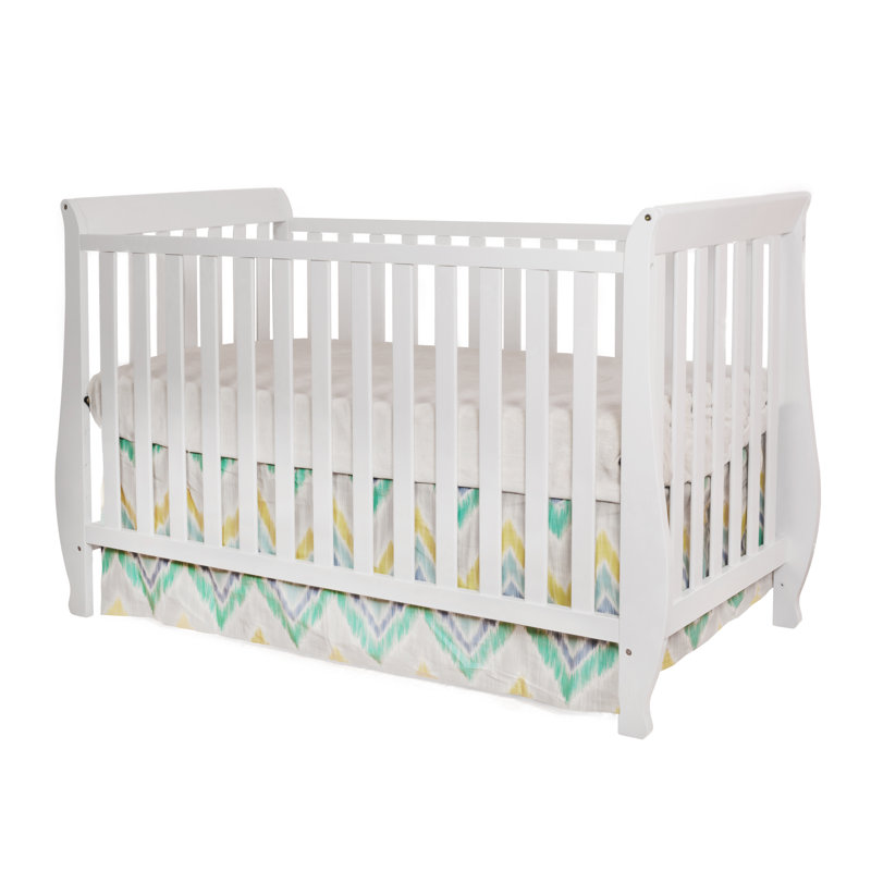 Naomi White 4-in-1 Convertible Crib with Toddler Guardrail