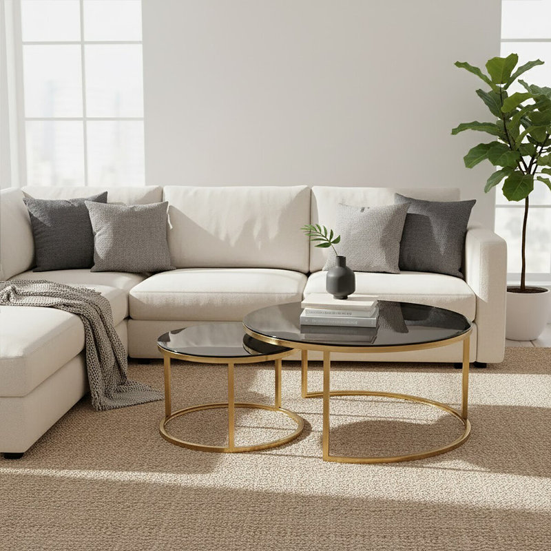 Ranchester Glass Top Frame Nesting Tables