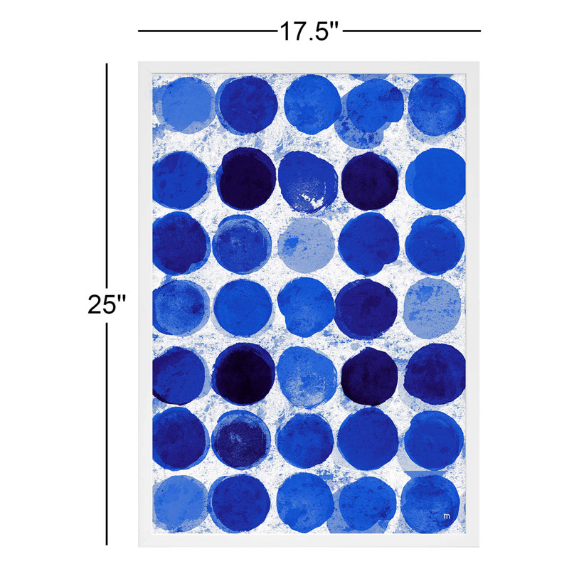 Satori Dots Pattern Indigo Print by Studio M, 25" H x 17.5" W x 1.25" D, White Framed
