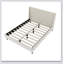Modern Beige Velvet Upholstered Platform Bed With Wingback Headboard And Walnut Wooden Legs, No Box Spring Needed
