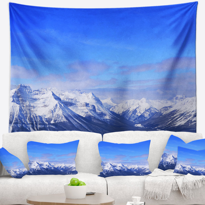 Paysage photographie blue winter mountains tapisserie, H 32 po x l 39 po